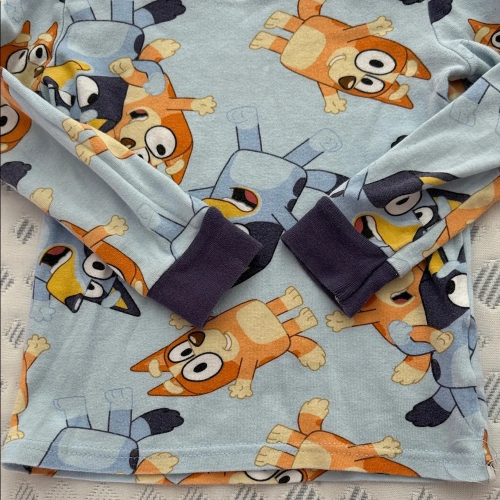 Bluey Cartoon Toddler Pajama Set Long Sleeve and Pants - Orange Blue and Navy 4T